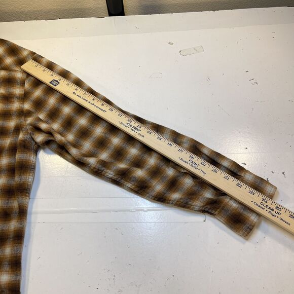 PENDLETON WOOLEN MILLS COWBOY WESTERN SNAP UP FLANNEL SHIRT Mens XL Plaid Brown - Picture 6 of 6